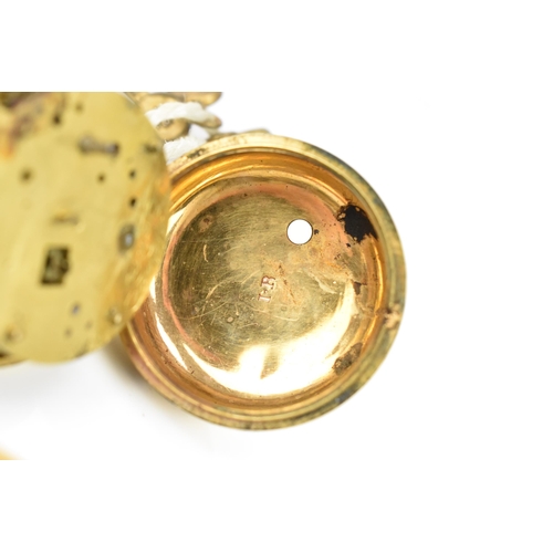 47 - An 18th century tortoiseshell pair cased open face pocket watch, the white enamel dial having Roman ... 