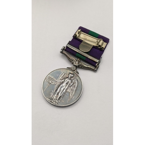 113 - An Elizabeth II Genera Service medal having Cyprus clasp on ribbon, inscribed to edge F.G.OFF.R.HH.D... 