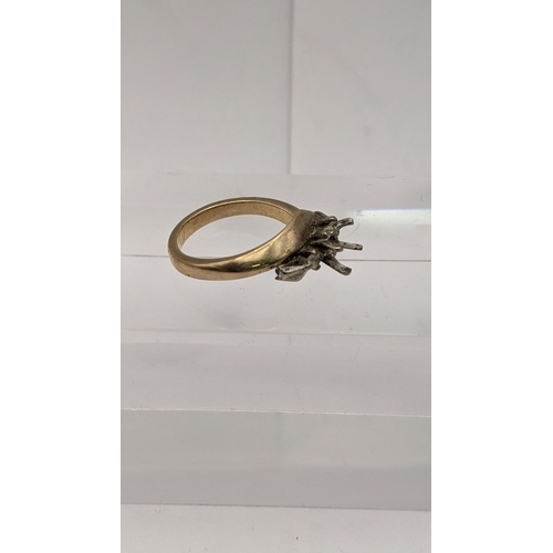 137 - A 9ct gold ring, stones missing, total weight 3.9g Location: RING