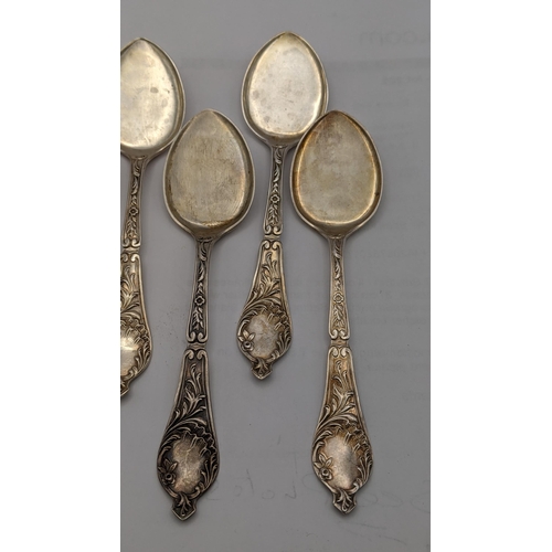 150 - Six silver jam spoons having engraved floral handles hallmarked Sheffield 1898, total weight 94.9g
L... 