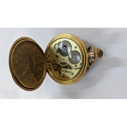 166 - An early 20th century gold plated keyless wound open faced pocket watch, together with a gold plated... 