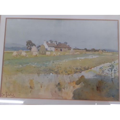 237 - George Belcher - Farm crofters cottages in a hayfield, a watercolour, 25x16cm, signed lower left han... 