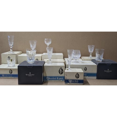 307 - A collection of 96 Waterford Kylemore pattern crystal glasses, twelve different types of glasses and... 