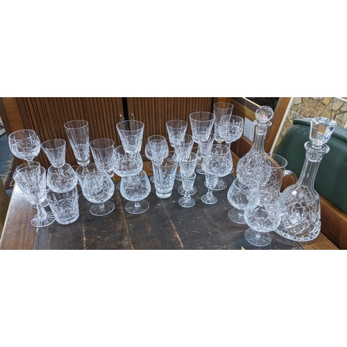 307 - A collection of 96 Waterford Kylemore pattern crystal glasses, twelve different types of glasses and... 