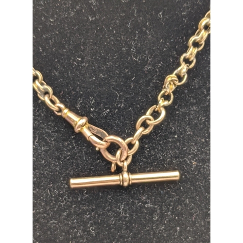 31 - A gold plated chain with a 9ct gold T bar and clasp
Location: CAB1