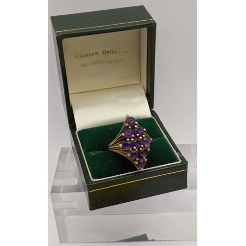 51 - A 9ct gold amethyst cluster ring total weight 6.2g
Location: CAB2