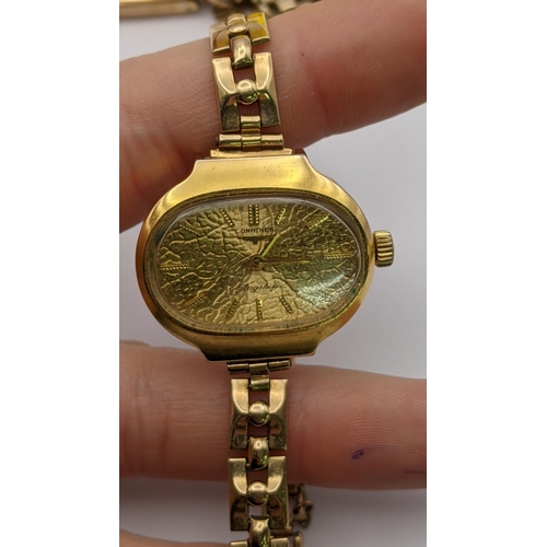 52 - Two ladies manual wind wrist watches to include a 9ct gold Tissot watch on a 9ct gold sea shell brac... 