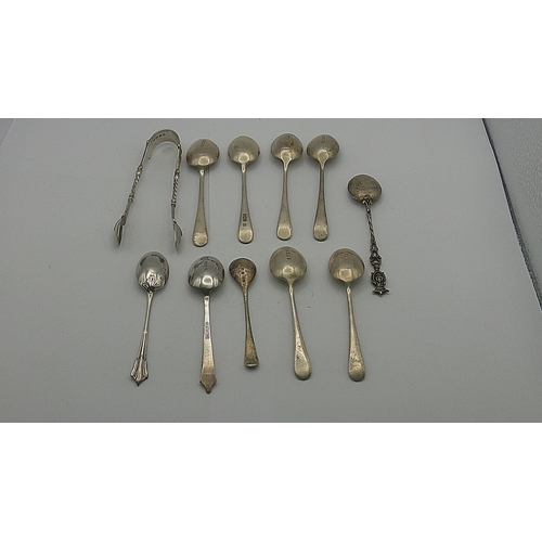 58 - Silver to include six teaspoons, three other spoons and sugar tongs 126g
Location: RAB