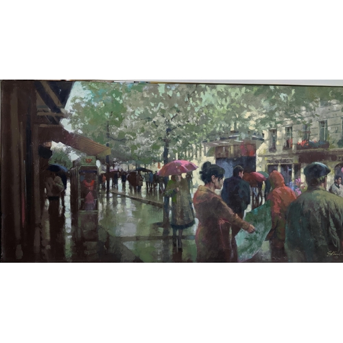 275 - John Chamberlain - City Farm Fair/Rainy Day American city street scene, the former an oil painting o... 