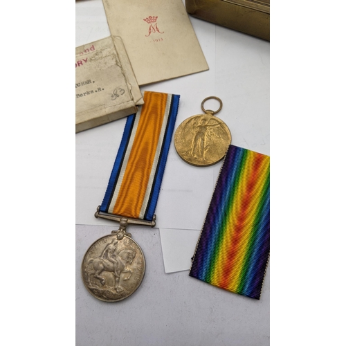 200 - World War 1 related items to include a memorial plaque to Albert William Butcher two medals. 201081 ... 