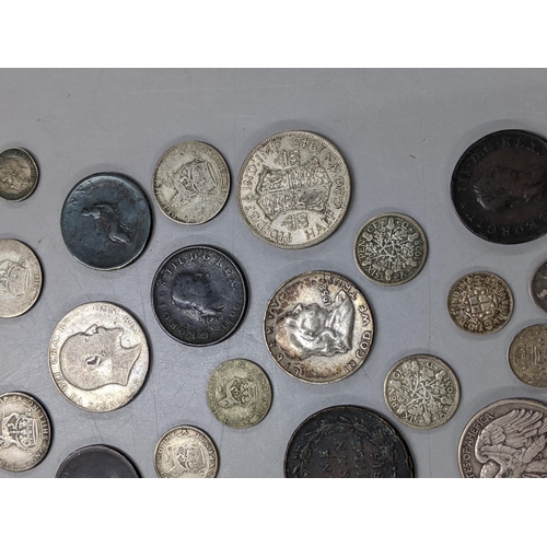 384 - Mixed coins of interest to include 1815 Bank token 3 Shilling, Maundy coinage, George III, 1795 penn... 