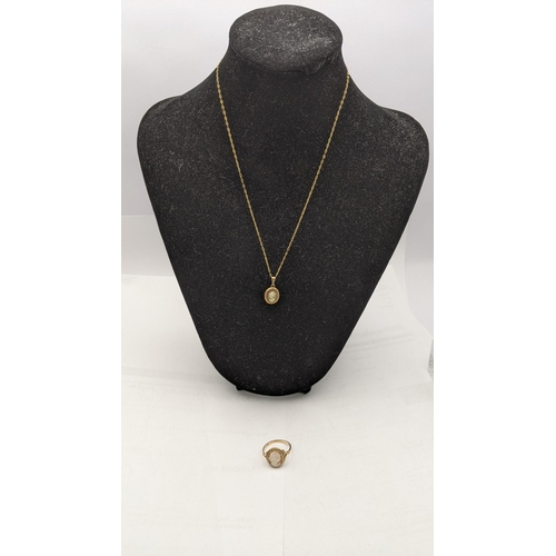 59 - A 9ct gold cameo ring and a 9ct gold cameo chain link necklace 3.5g
Location: CAB3