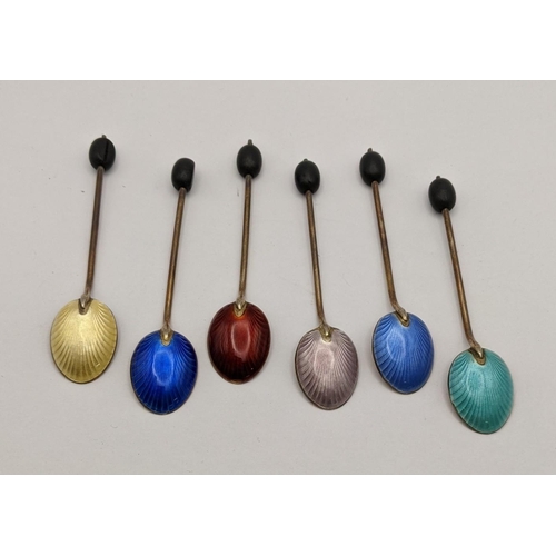 424 - A set of six silver and enamel coffee spoons, hallmarked Birmingham 1928, 47.6g
Location:A4T