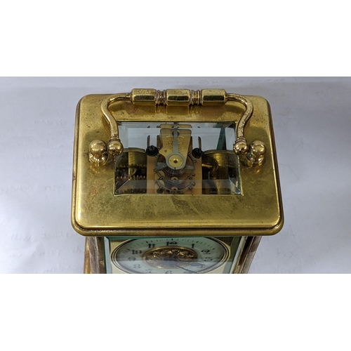 450 - A late 19th/early 20th century brass cased alarm carriage clock Location:4.1