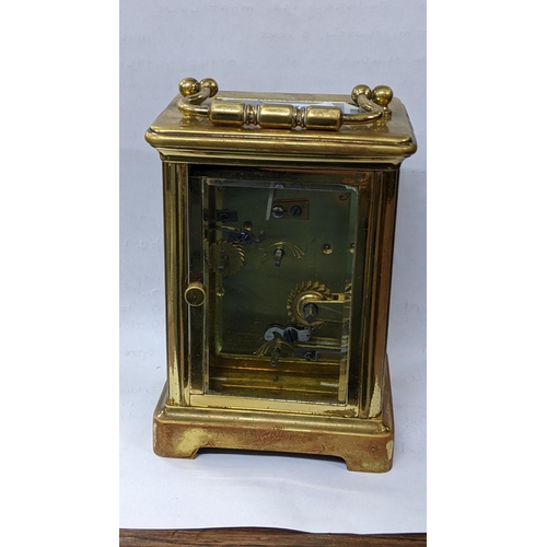 450 - A late 19th/early 20th century brass cased alarm carriage clock Location:4.1