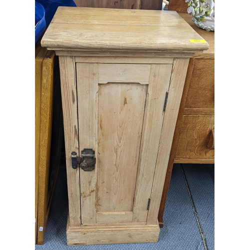 508 - A 19th century and later pine single door pot cupboard on a plinth base 80cm h x 39cm w Location:A1M