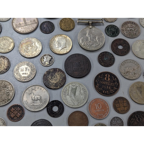 510 - Mixed coins of interest to include 1934 Palestine 10-Mils, 1927 One-Mil, USA 1935 Mercury Dime, 1928... 