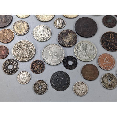 510 - Mixed coins of interest to include 1934 Palestine 10-Mils, 1927 One-Mil, USA 1935 Mercury Dime, 1928... 