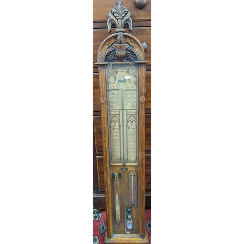 512 - A late 19th century oak cased Admiral Fitzroys Barometer, 118.5cm h
Location:A1M