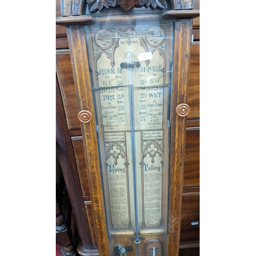 512 - A late 19th century oak cased Admiral Fitzroys Barometer, 118.5cm h
Location:A1M