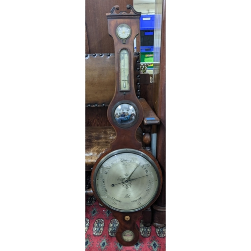 513 - A 19th century mahogany five glass wheel barometer, the silvered dial signed 'Giobbio Trowbridge'
Lo... 