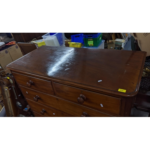 514 - A Victorian mahogany chest of two short and four long graduated drawers, 130cm h x 120cm w
Location:... 