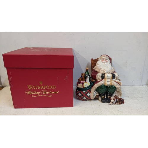 523 - A Waterford china Christmas cookie jar fashioned as Father Christmas with a sack, boxed
Location:G