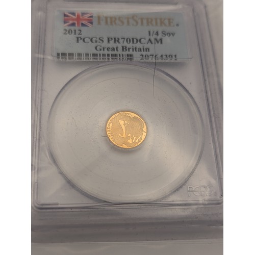 112 - United Kingdom - Elizabeth II (1952 -2022)  'First Strike' 2012 Diamond Jubilee 1/4 Sovereign proof,... 