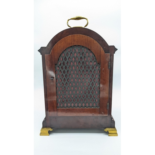 109 - A circa 1900 Payne & Co mahogany 8 day bracket clock, the arched top case having pierced grille side... 