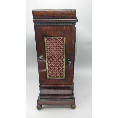 110 - A William IV mahogany 8 day bracket clock, the case having pierced grille sides, floral swag mouldin... 