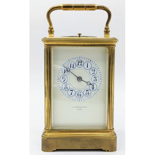 112 - A late 19th century Grande Sonnerie repeater carriage clock, the dial signed S.Bright & Co Paris, th... 