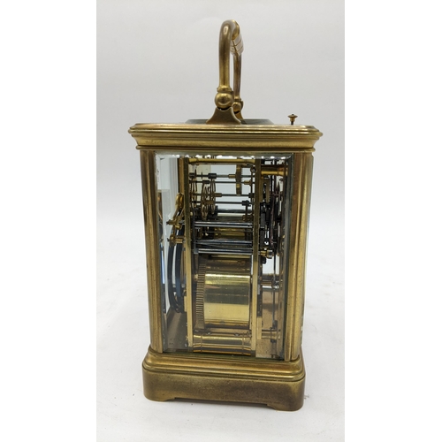 A late 19th century Grande Sonnerie repeater carriage clock, the dial ...