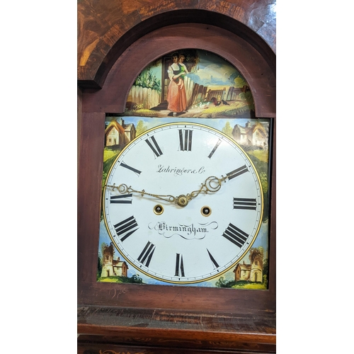 68 - An early 19th century mahogany longcase clock, the case having a broken swan neck pediment and marqu... 