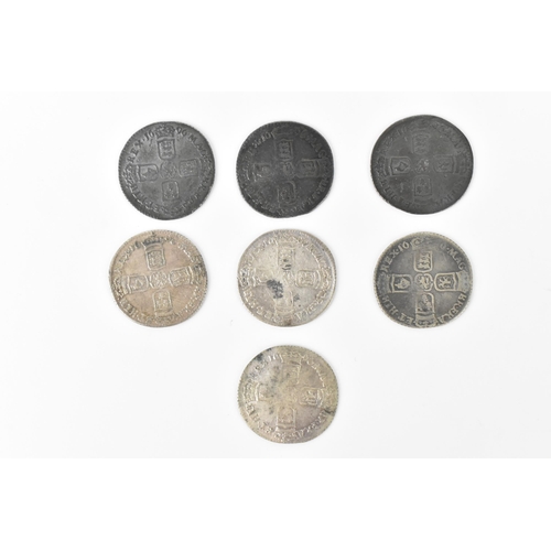 190 - Wreck coins - reputedly H.M.S Association - William III (1689-1702) Sixpence, a group of seven dated... 