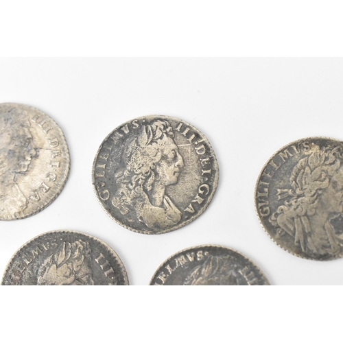 192 - Wreck coins - reputedly H.M.S Association - William III (1689-1702) Sixpence, a group of five sixpen... 