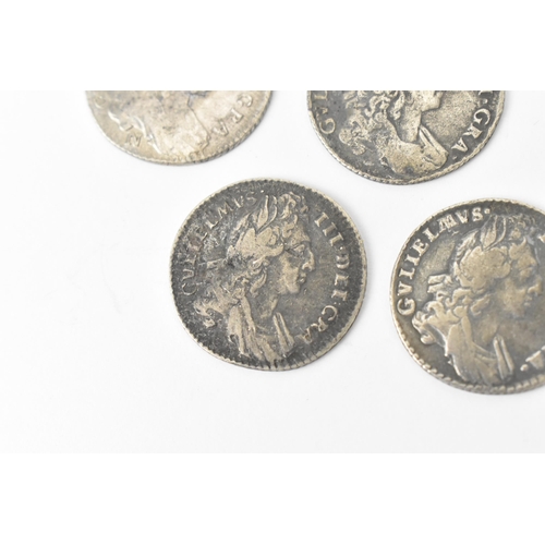 192 - Wreck coins - reputedly H.M.S Association - William III (1689-1702) Sixpence, a group of five sixpen... 