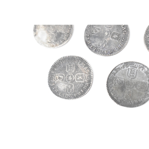 193 - Wreck coins - reputedly H.M.S Association - William III (1689-1702), Sixpence, a group of five sixpe... 