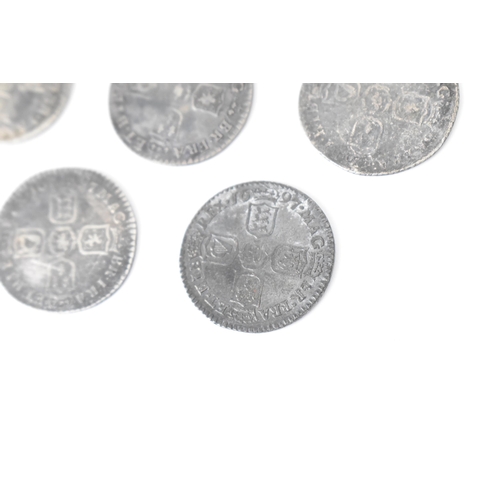 193 - Wreck coins - reputedly H.M.S Association - William III (1689-1702), Sixpence, a group of five sixpe... 