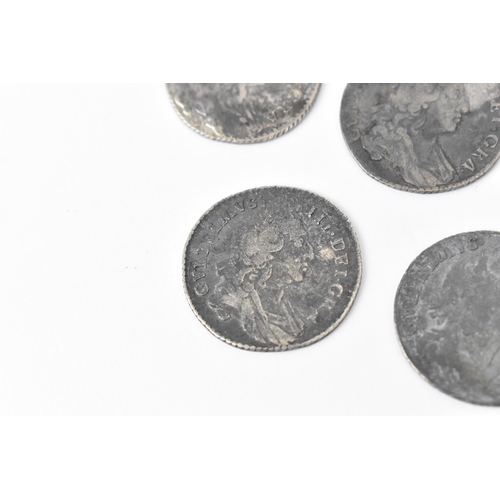 193 - Wreck coins - reputedly H.M.S Association - William III (1689-1702), Sixpence, a group of five sixpe... 