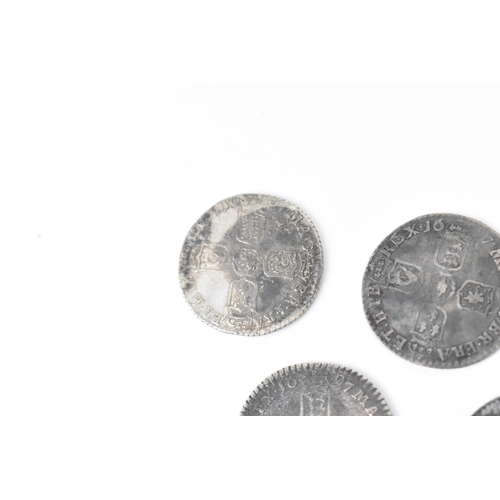 193 - Wreck coins - reputedly H.M.S Association - William III (1689-1702), Sixpence, a group of five sixpe... 