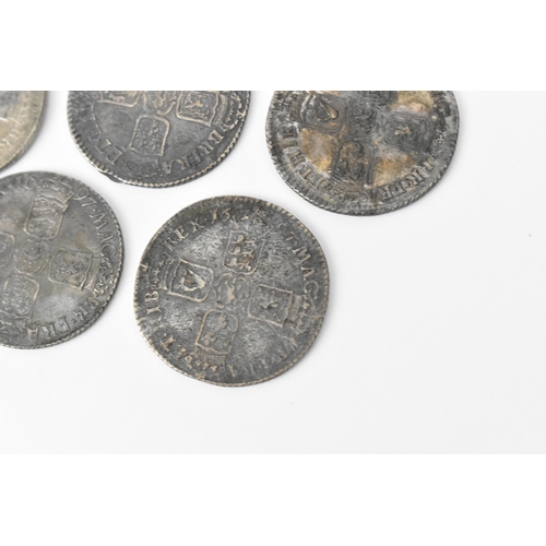 194 - Wreck coins - reputedly H.M.S Association - William III (1689-1702), Shillings, a group of five 1696... 