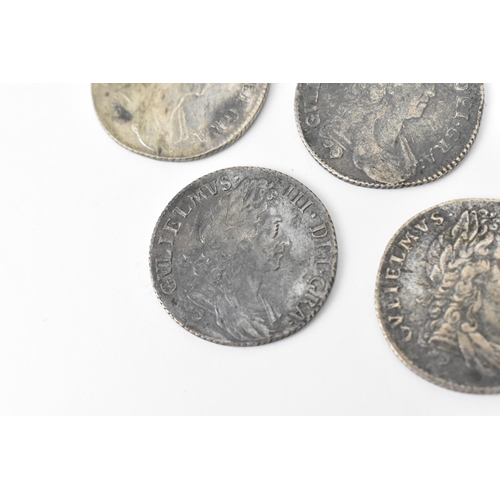 194 - Wreck coins - reputedly H.M.S Association - William III (1689-1702), Shillings, a group of five 1696... 