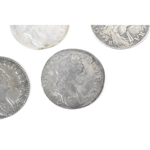 195 - Wreck coins - reputedly H.M.S Association - William III (1689-1702), Shillings, a group of five date... 