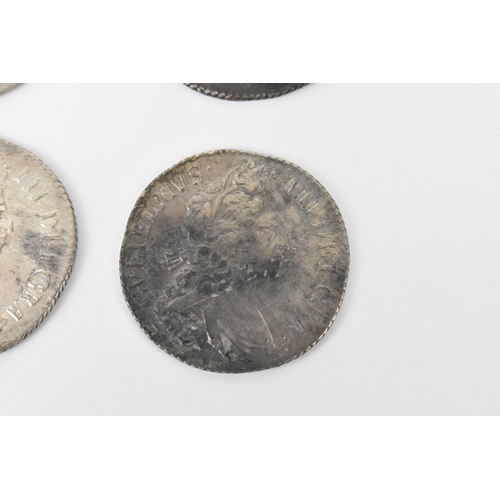 196 - Wreck coins - reputedly H.M.S Association - William III (1689-1702), Shillings, a group of four date... 