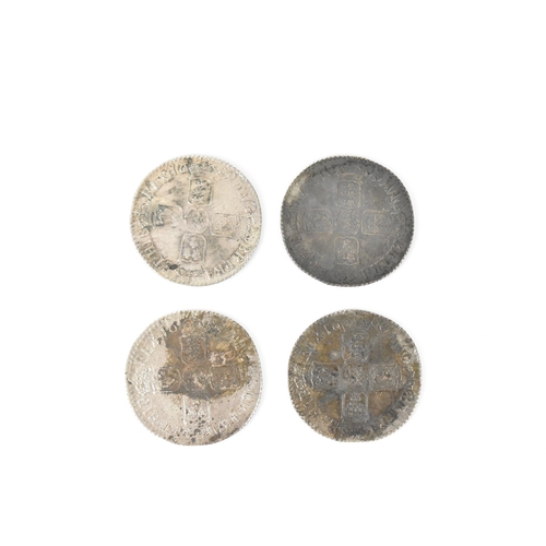 196 - Wreck coins - reputedly H.M.S Association - William III (1689-1702), Shillings, a group of four date... 