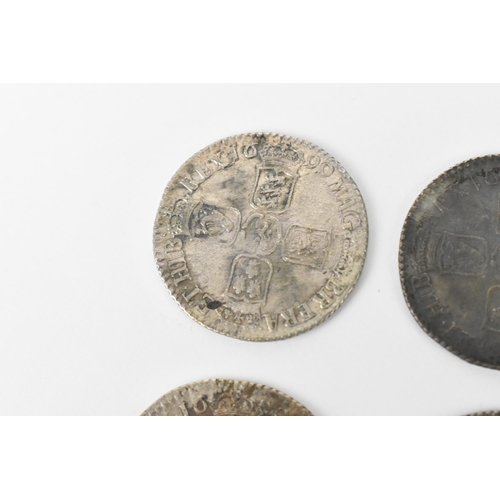 196 - Wreck coins - reputedly H.M.S Association - William III (1689-1702), Shillings, a group of four date... 