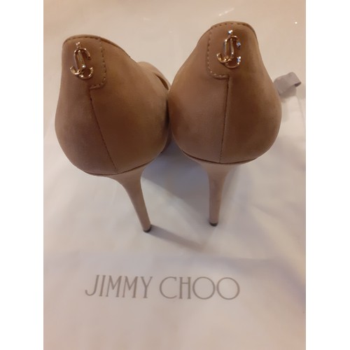 13 - Jimmy Choo-A pair of unworn nude suede platform stilettos, 13cm high heels, European size 37 with br... 