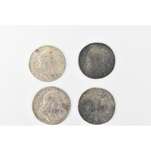 196 - Wreck coins - reputedly H.M.S Association - William III (1689-1702), Shillings, a group of four date... 