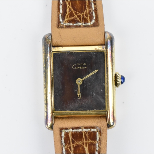 118 - A Must de Cartier, manual wind, ladies, silver gilt wristwatch, the coloured dial having gilt hands,... 