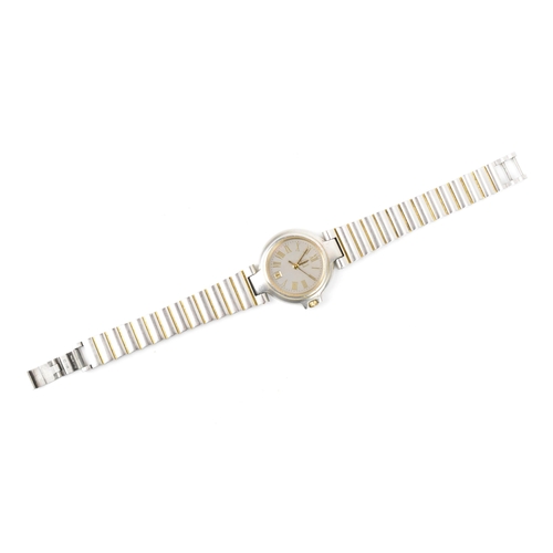 12 - A Dunhill, quartz, ladies, bi-coloured stainless steel wristwatch, having a silvered dial, Roman num... 
